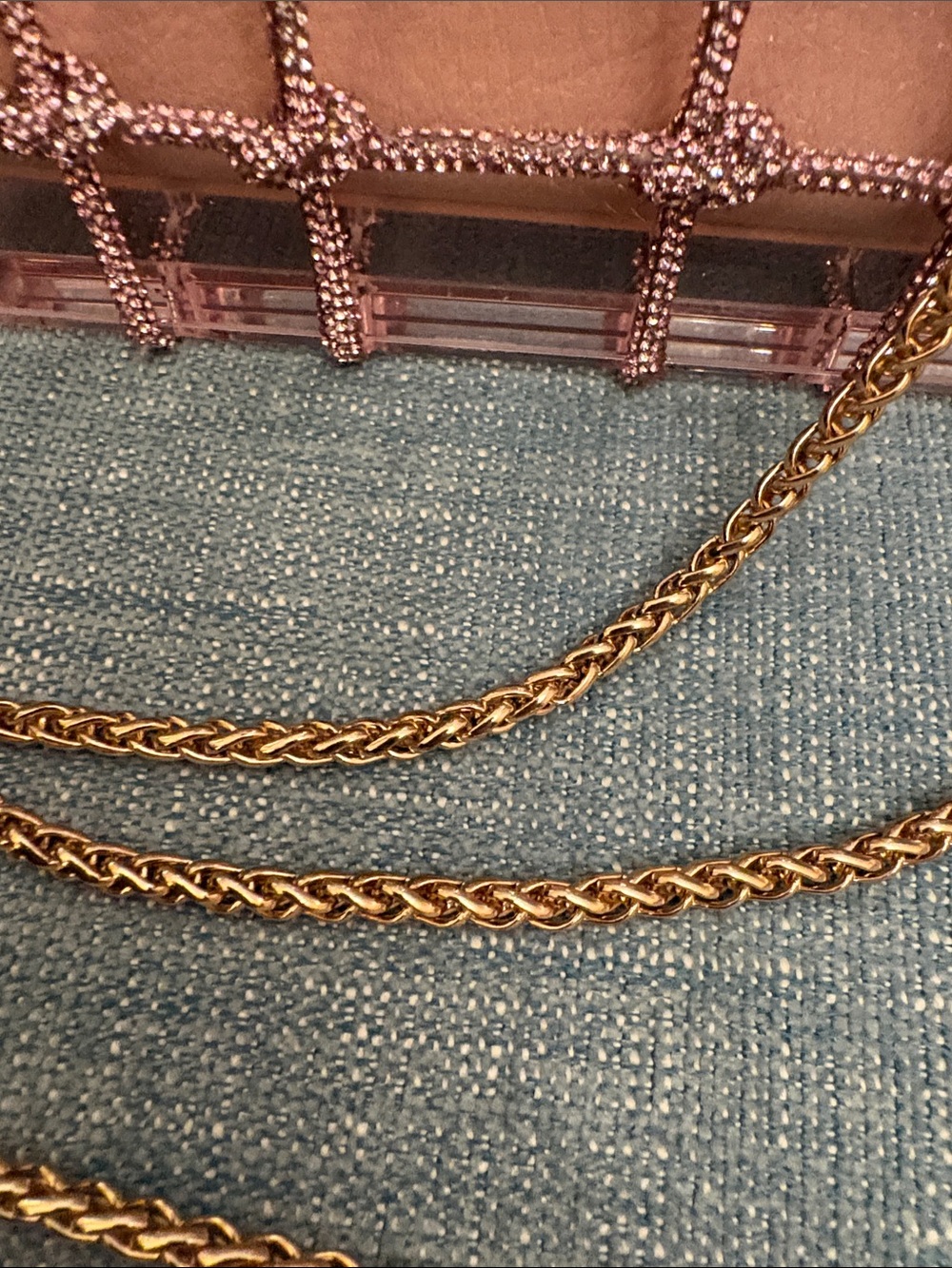 Altar'd State Pink Crystal Grid Crossbody with Gold Chain Strap - Picture 15 of 16